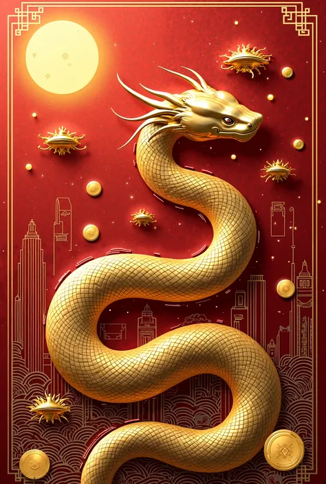 Little Snake Year 2568 Gold Money Rich Greeting Card