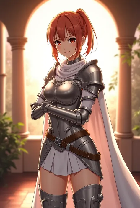 asuna, asuna_(sao), (1girl,solo) ,fantasy, highres, 19 yo,  original, (wear in a sheath on waist:1.3), smile, (white knight wizard long cape:1.5), short hair, medium breasts, looking at viewer, bangs ,detailed hazel brown eyes, beautiful background, ((morn...