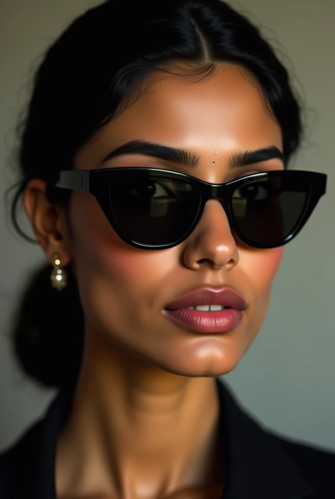 Indian beautiful lady in black goggles 