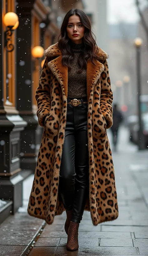 Chic winter fashion: luxe leopard  print  elegance 