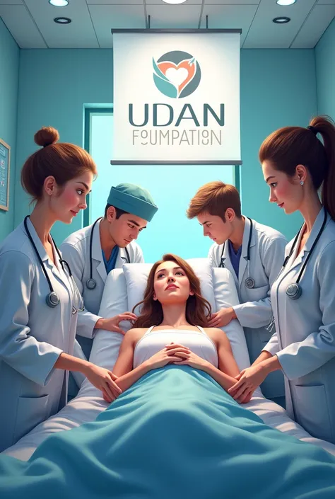 high quality image, beautyfull scene, some ren patient, doctors team, udan foundation banner