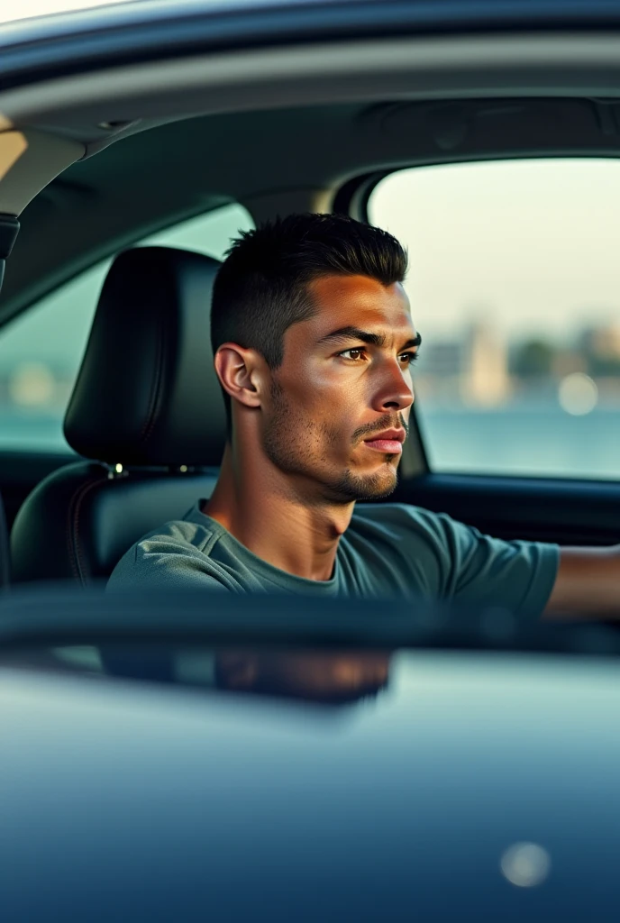 Cristiano Ronaldo is driving a honda 