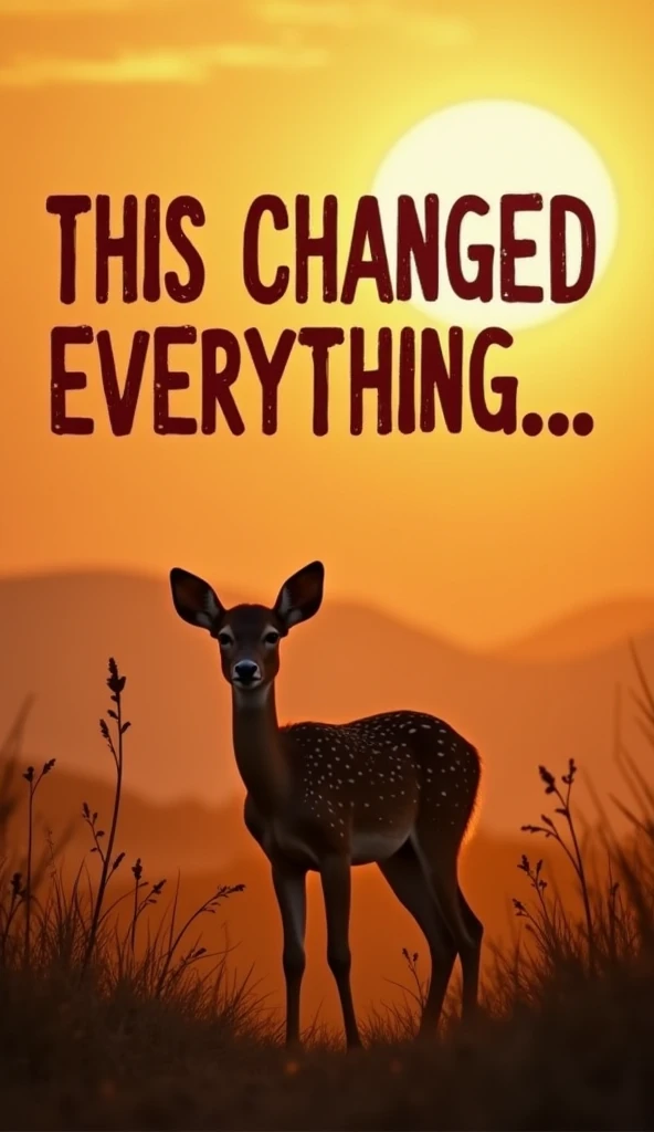 Thumbnail Quote:
"This Changed Everything... 🦌"

Prompt:
Include an image of a serene safari background with the silhouette of a baby deer, paired with bold, eye-catching text and an expression of surprise or awe.






