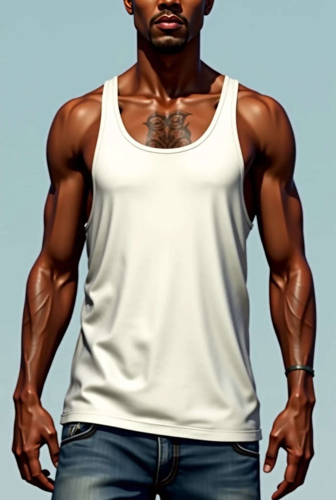 a close up of a person in a white tank top and jeans, gta character, as a character from gtav, in gta san andreas, as the protagonist of gta 5, kanye west in gta v, snoop dogg in gta v, gta san andreas, gta v character, barack obama in gta v, gta 5 skin to...