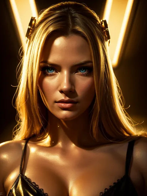 cyberpunk, beautiful busty Veronica lake, beautiful detailed eyes, beautiful detailed lips, extremely detailed face, long eyelashes, detailed portrait, cinematic lighting, dramatic lighting, chiaroscuro lighting, moody lighting, dramatic shadows, cinematic...