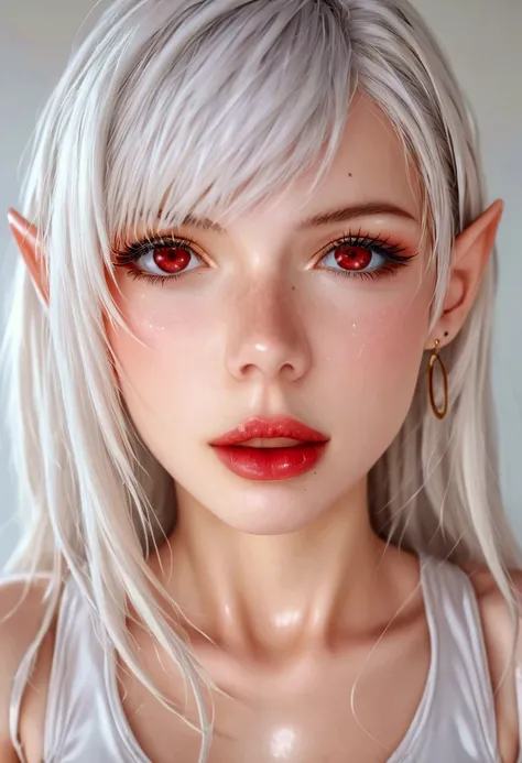 here is a woman with white hair and a corset posing for a picture, tifa lockhart with white hair, perfect white haired girl, nier inspired, beutiful white girl cyborg, cosplay, shiny white skin, white haired, v from devil may cry as an elf, anime girl cosp...