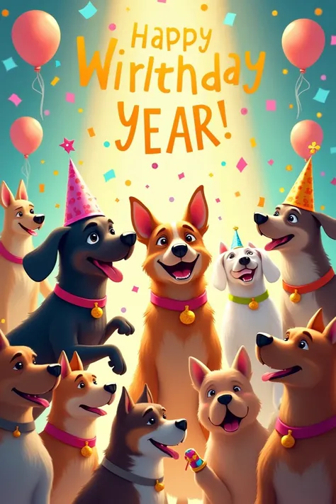 Dogs wish you a happy new year