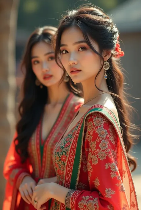 Beautiful Korean women in Pakistani dress 