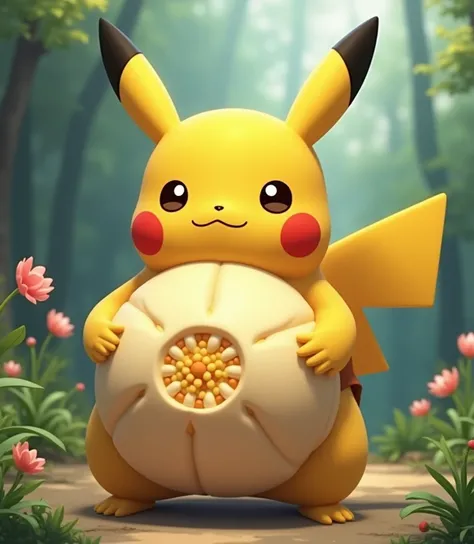 Pikachus stomach is shaped like kagami mochi