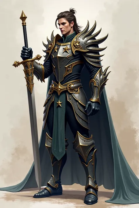  This character is made the smallest spikes and the cape is removed,  that the chain surrounded his forearm ,  and that have golden dots similar to small , very small stars 