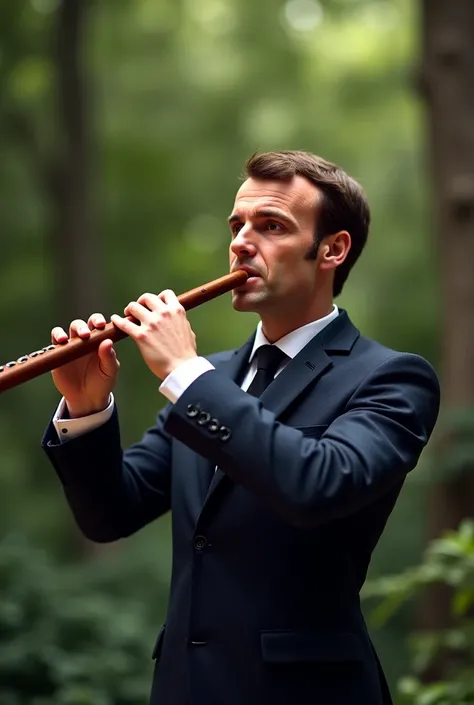 Macron playing the flute 