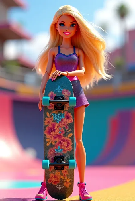 Barbie beutiful skateboard in her hands