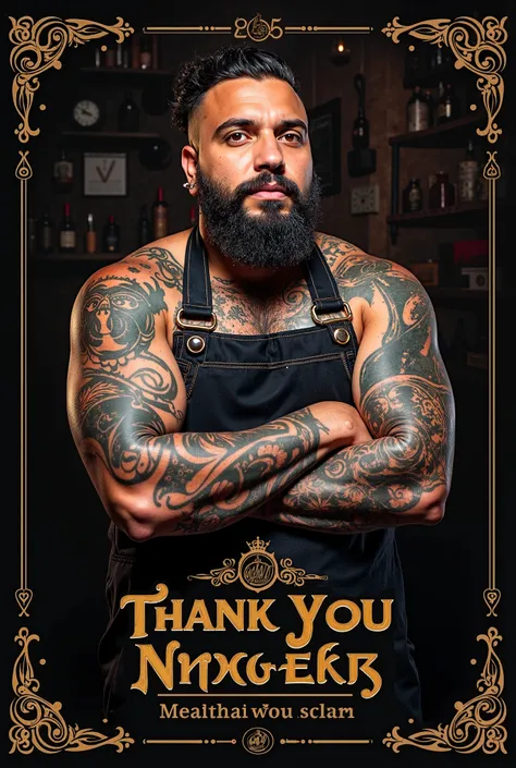 generate for me a flier. with the title INKVIBESTATTOOSNAKURU WISHING YOU HAPPY NEW YEAR 2025 AND THANK YOU FOR SUPPORTING OUR BUSINESS THE PAST YEAR.  A PHOTO OF A TATTOO ARTISTS  include wishing you happy new year 2025 