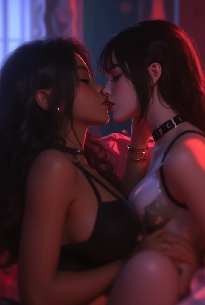 {{masterpiece, best quality, extremely detailed CG, unity 8k, ultra resolution, absurdres}} {Two girls}, anime, anime style, (detailed background, extremely detailed face), (huge breasts: 1.3), One preppy school girl, one goth futanari girl, more detailed,...