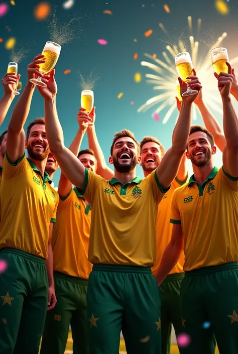 Australia cricket mens team with new year celebration 
