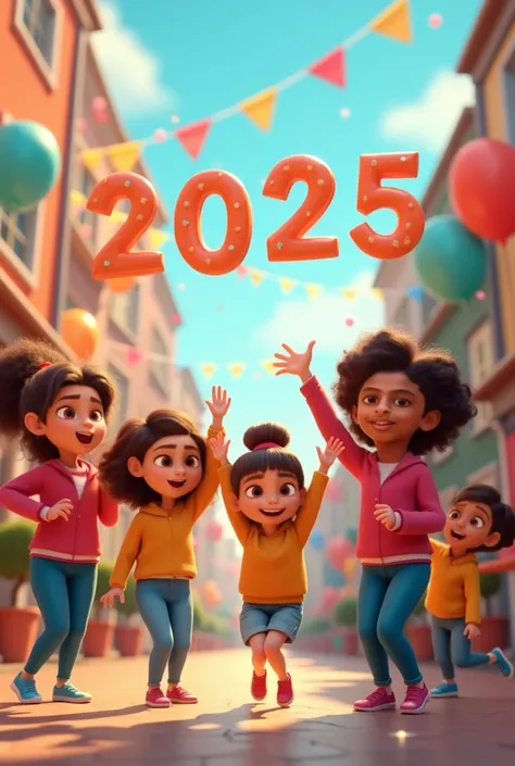 A video as cartoon. Celebrating 2025 with friends 