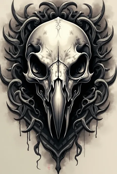 Eagle skull tattoo style 