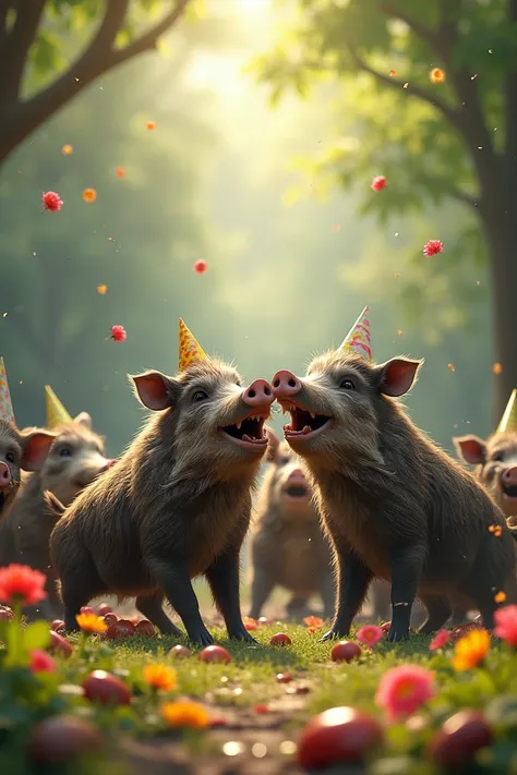 Wild boars celebrating New Year 2025