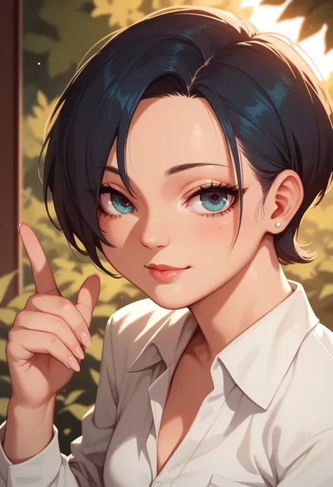  Short haired student, beautiful, Saluting Professor ,  anime style 