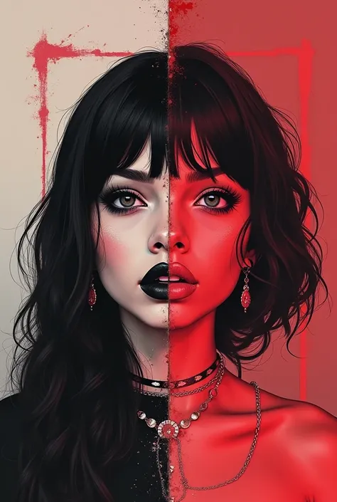 can you creat a 4x4 image that’s divided vertically which is 1 half bratby charli xcx album cover (cut in half obviously) and the other half is true romance by charli xcx album cover (which is also obviously cut in half)