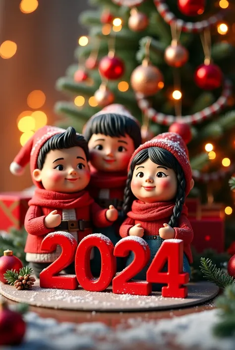 3D Christmas image with phrase wishing the end of the year 2024 for the Guerra Family - Bracamonte