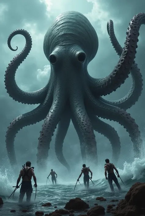 Giant octopus is attacking humans 