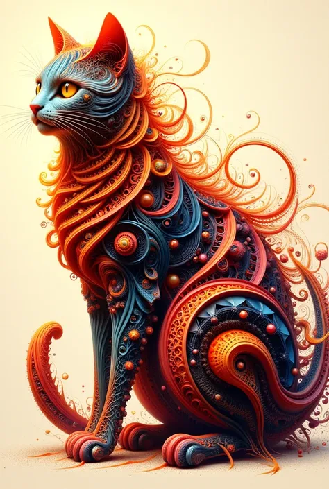 masterpiece, cat, entirely in frame, FULL BODY, hyperdetailed painting, luminism, fractal isometrics details , intricately detailed , cinematic, trending on art station Isometric Centered hyper realistic cover photo awesome full color, hand drawn , gritty,...