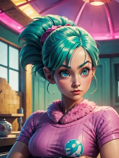  close-up of people wearing pink clothes posing for photos,  Bulma from Dragon Ball,  Gweize-inspired artwork , Trans-Ross-style ,  highly detailed artistic germs ,  art germ Julie Bell Beetle , Artgerm and Lois van Baarle ,  Rothlan style , Lois van Baarl...