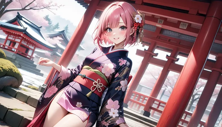 ((Japanese formal wear, beautiful kimono, gorgeous furisode)), Shiny Costumes, Masterpiece, highest quality, highest quality, 16K, incredibly absurd, highly detailed, 2.5D, ai-generated, delicate and dynamic, very delicate facial expressions, delicate eye ...