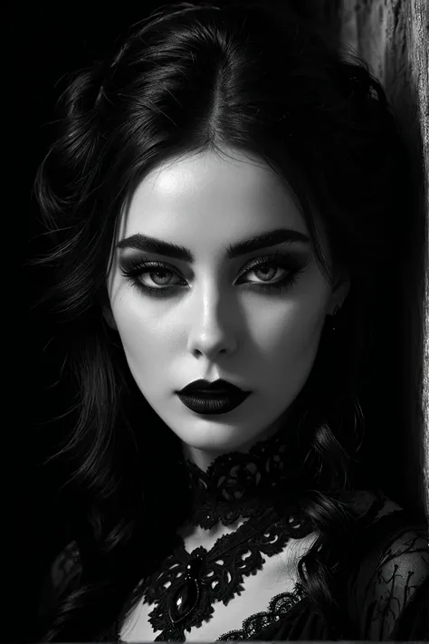 gothic beauty by katos, in the style of matte photo, anton fadeev, deep shadows, manapunk, monochrome canvases, uhd image, unapologetic grit