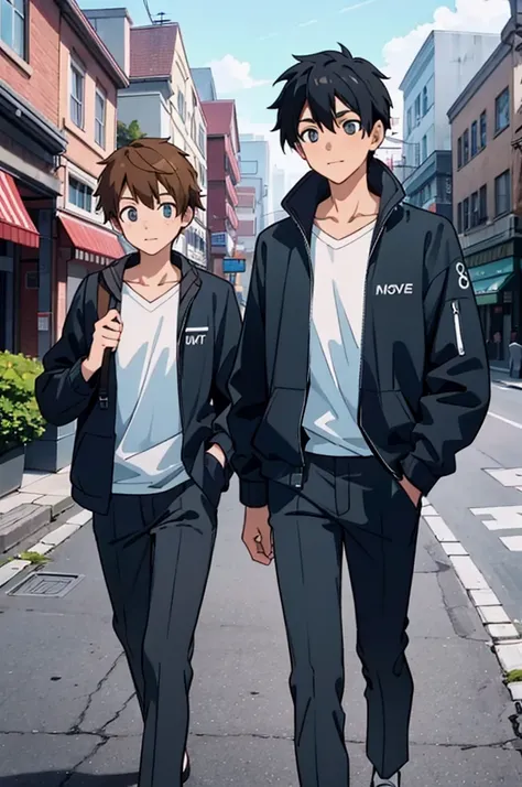 (face:1.074),((2 Men:1.4)),((2 Men:1.4)),((2 Men:1.4)),(Attractive boy ), thin limbs,Young people,eye,usually,daily, anime style,Functional beauty,Two boys walking around town, a good-looking, healthy, good-looking guy,((thats unaware, hey )),(Im a man ), ...