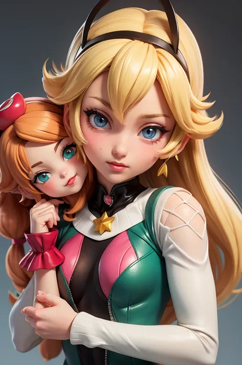 2 different girls, Cammy White and Princess Peach, blushing,