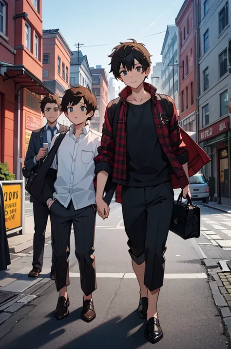 (face:1.074),((2 Men:1.4)),((2 Men:1.4)),((2 Men:1.4)),(Attractive boy ), thin limbs,Young people,eye,usually,daily, anime style,Functional beauty,Two boys walking around town, a good-looking, healthy, good-looking guy,(( unaware erotic)),(Im a man ),[Hidd...