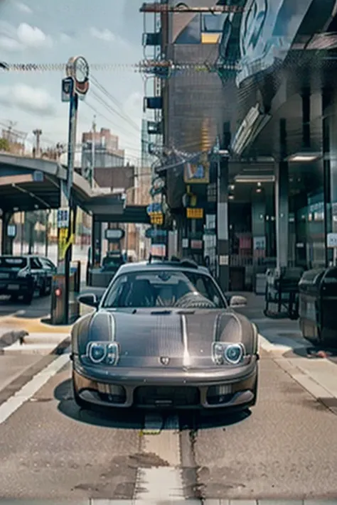 Rare image of a  2025 Porsche Cayman discovered in a parking area at McDonalds, January 1996, bad signal, found footage