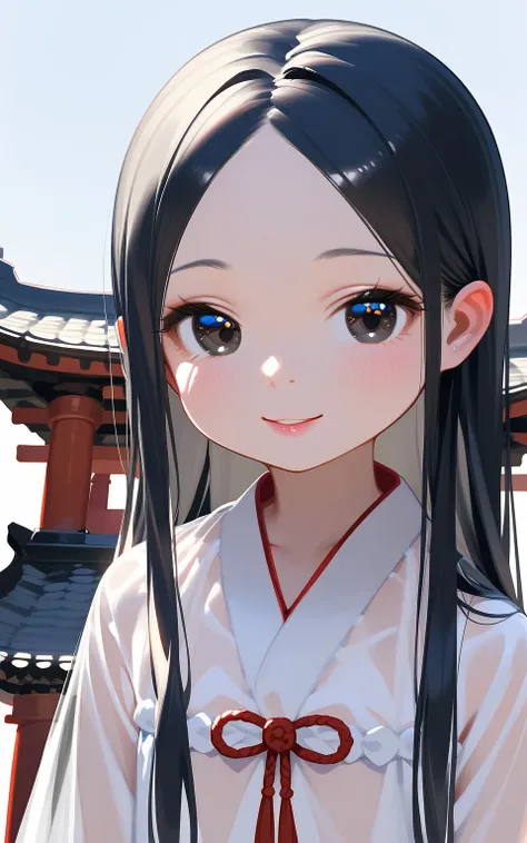 masterpiece,best quality,ultra-detailed,super detailed skin,perfect anatomy,detailed,beautiful detailed eyes,long hair,forehead,straight hair,hair black hair,eyes black eyes,(loli:1.2),petite,flat chests,naughty face,
shrine maiden,see-through, close to vi...