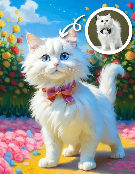 Phong cách tranh dầu thú cưng Vườn hoa Monide