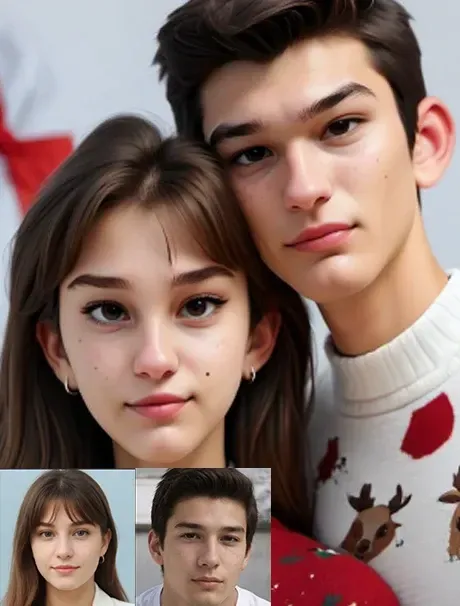 Cartoon couple photo in Christmas style/Cartoon couple photo in Christmas style