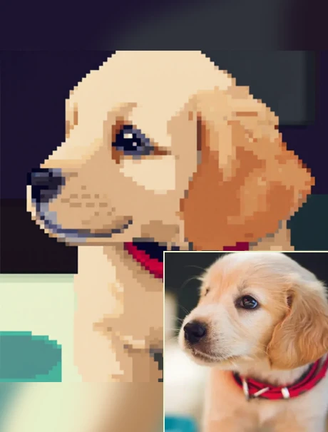 爱宠照片像素风格化/Pet photo pixel stylization