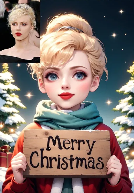 1 Fotoğraf, iki Noel tarzı çizgi film resmine dönüştürüldü.,Bir fotoğraf, iki farklı Noel tarzı çizgi film resmine dönüştürüldü.