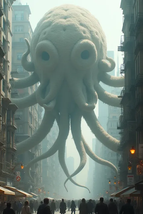 DonMT33thXL,  a gigantic urban spirit, soft and thrilling ,  loaded with tendrils ,  Octopod Hexamanuel ,  hands with four fingers , Without a tail , à longue queue, Fourrure laineuse,     , 