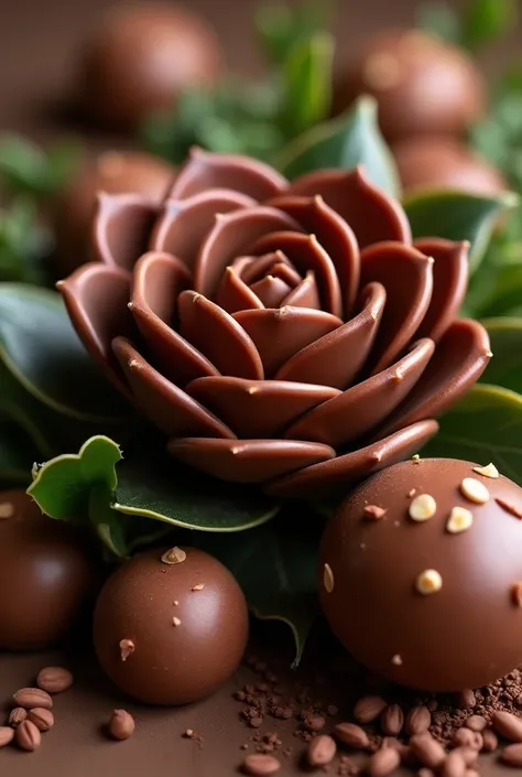 chocolate and hazelnut chocolates in the shape of a flower