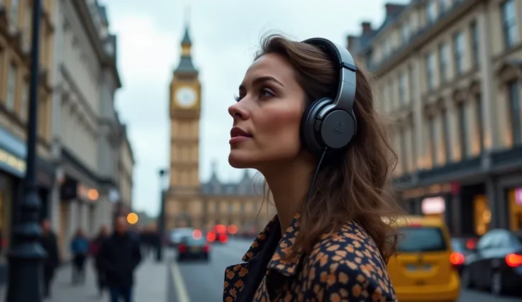 A  London lady with headphone, 8k 16k 