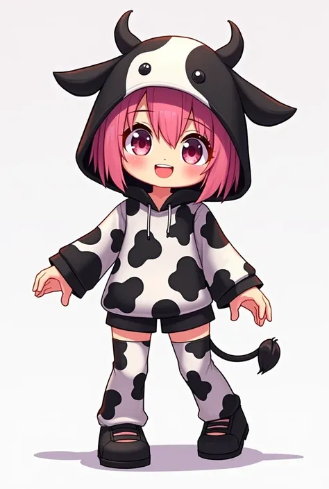 Anime Roblox Girl dressed in a black and white cow