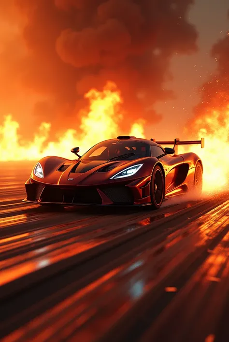 Super car drifting in fire 