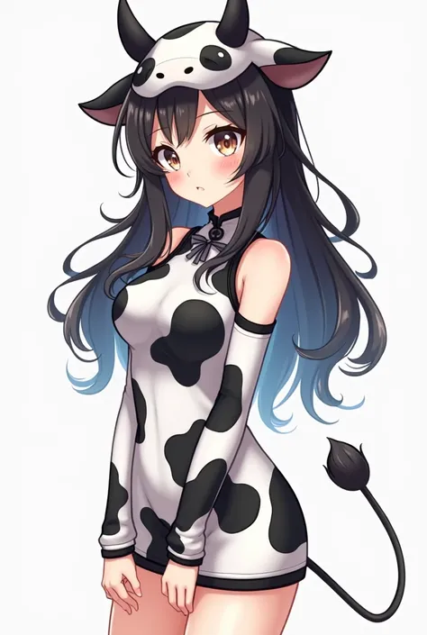 Anime Girl dressed in a black and white cow With cow ears gfx profile picture 