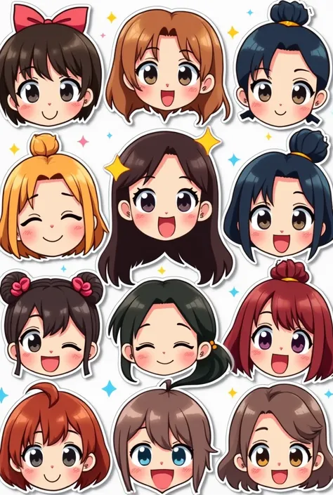 Girlfriends Anime Big Head Stickers