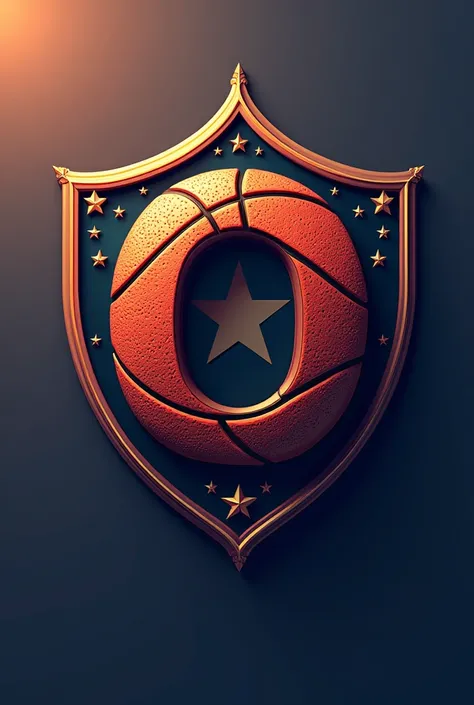 Nova Basketball club basketball shield with a new star concept in which the basketball is the letter o of the word nova