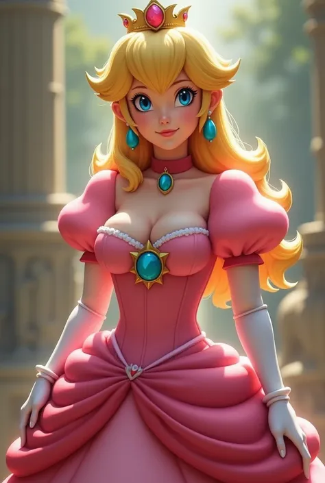 
Princess Peach with big breasts without a bra