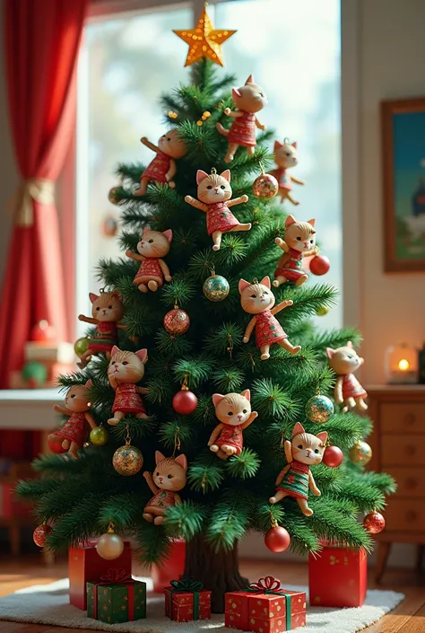  Christmas tree 、cat ninja ornaments、Colorful、