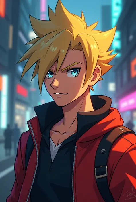 Straight-haired, light-eyed blond male character ,  photographer with an arrogant and defiant face and Pokémon trainer 